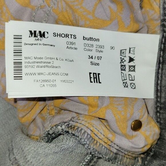 Vintage Y2K MAC-Jeans Mens 34 Gray  Chambray Button Front Shorts Germany - Picture 7 of 9